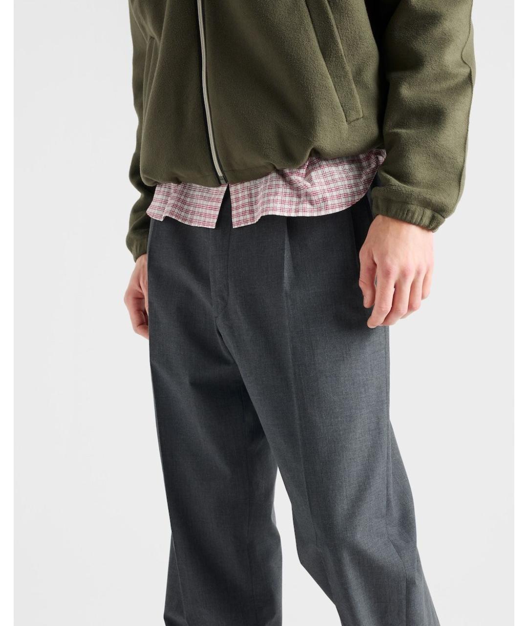 PRADA Серые хлопковые повседневные брюки, фото 5