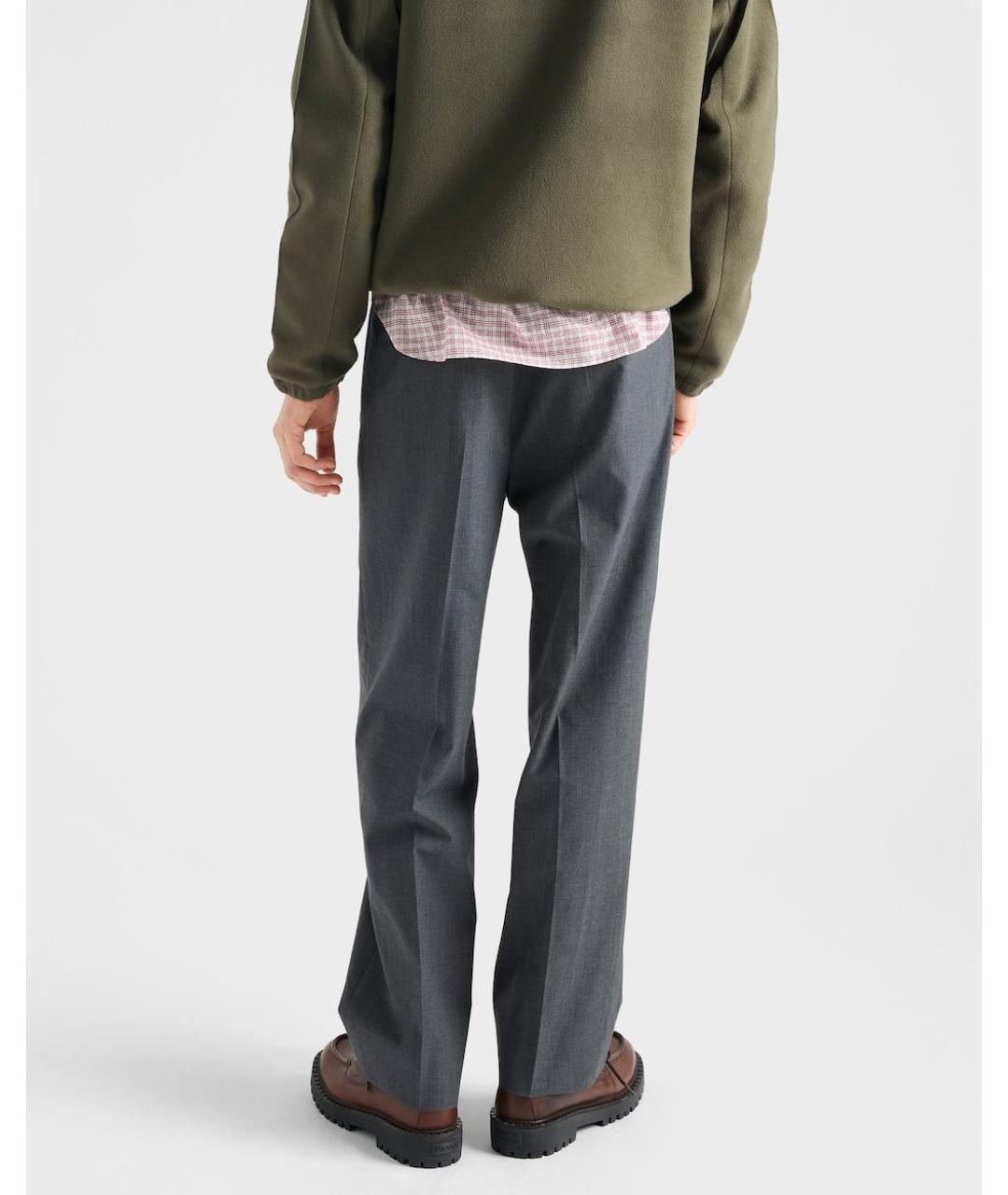 PRADA Серые хлопковые повседневные брюки, фото 3