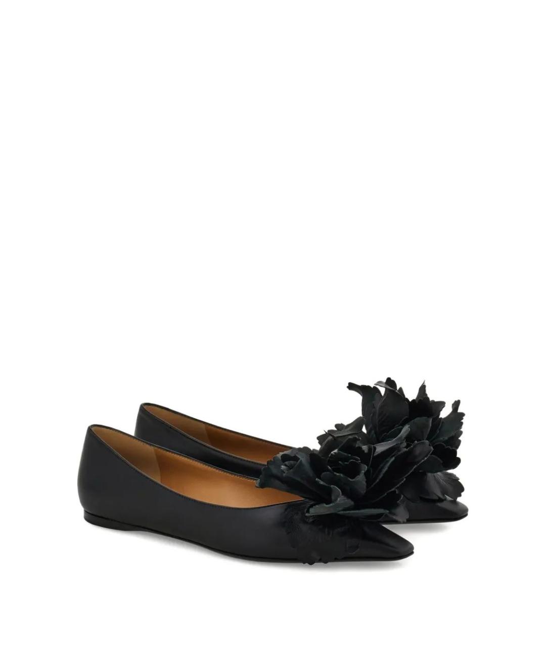 FERRAGAMO Черные кожаные балетки, фото 2