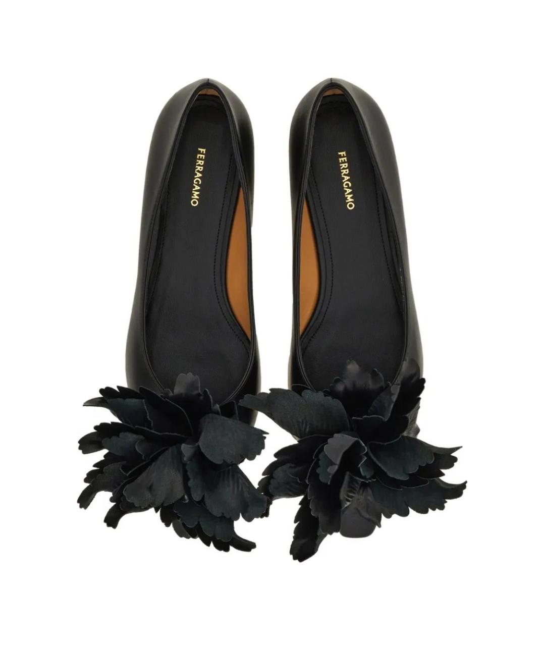 FERRAGAMO Черные кожаные балетки, фото 4