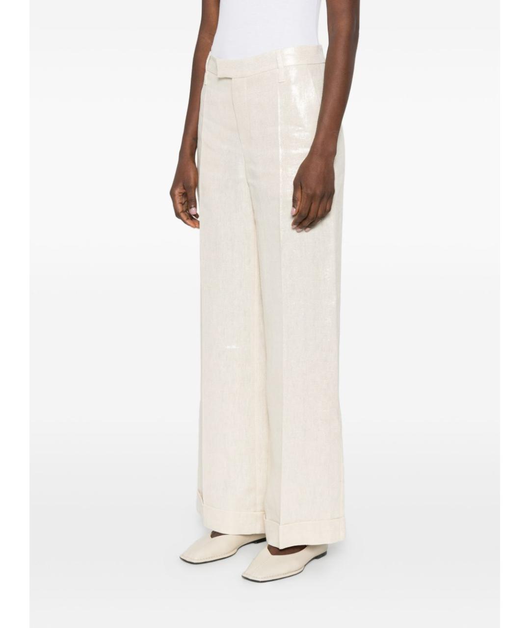 BRUNELLO CUCINELLI Белые льняные прямые брюки, фото 4