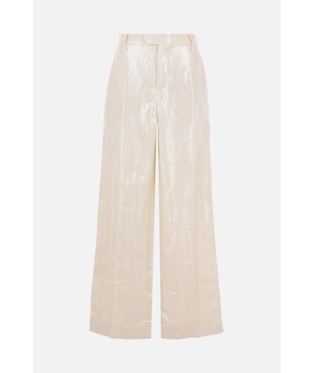 BRUNELLO CUCINELLI Белые льняные прямые брюки, фото 6