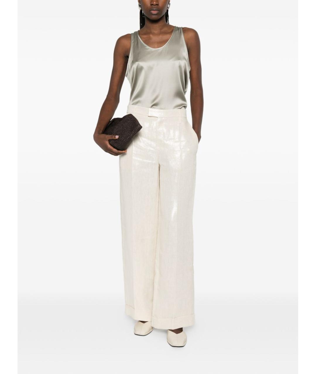 BRUNELLO CUCINELLI Белые льняные прямые брюки, фото 5