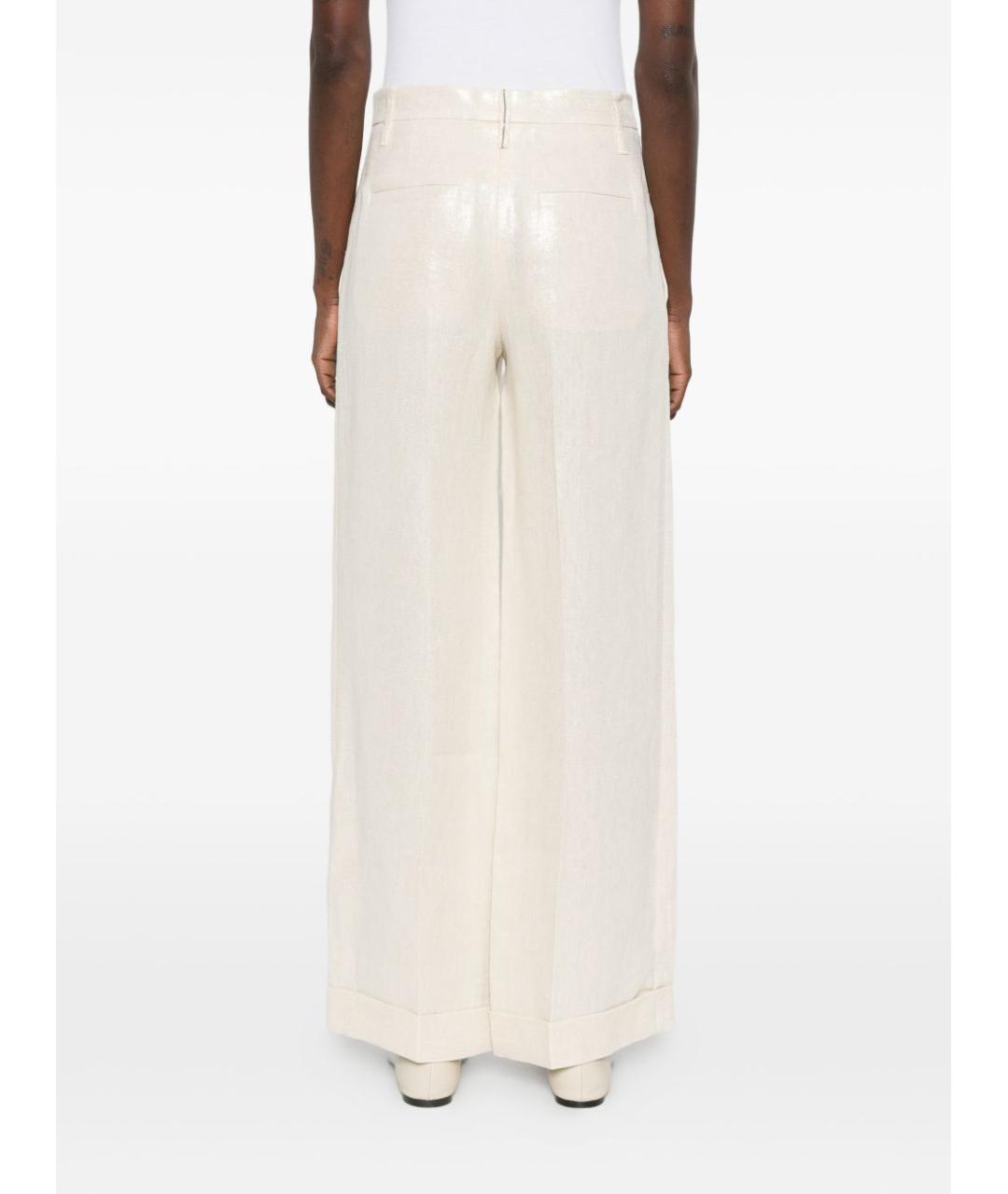 BRUNELLO CUCINELLI Белые льняные прямые брюки, фото 2