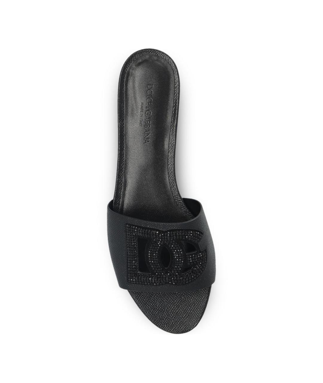 DOLCE&GABBANA Черные кожаные шлепанцы, фото 4