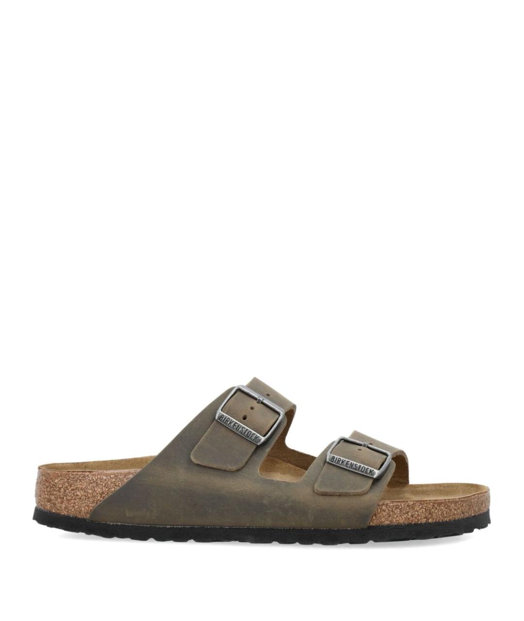 BIRKENSTOCK Хаки кожаные сандалии, фото 1