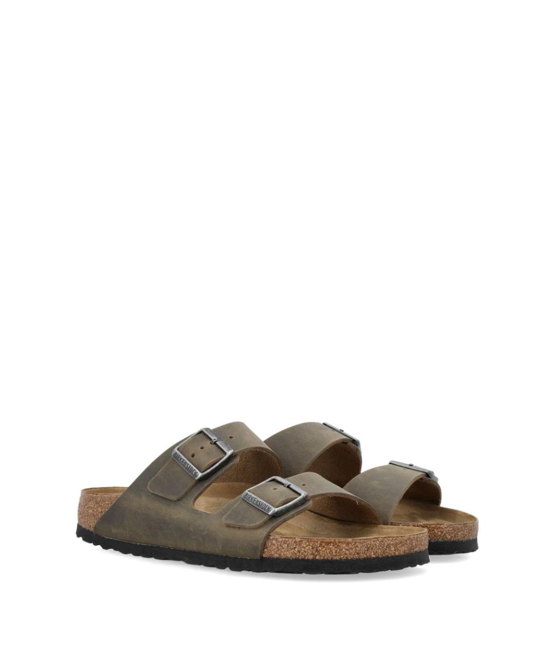 BIRKENSTOCK Хаки кожаные сандалии, фото 4