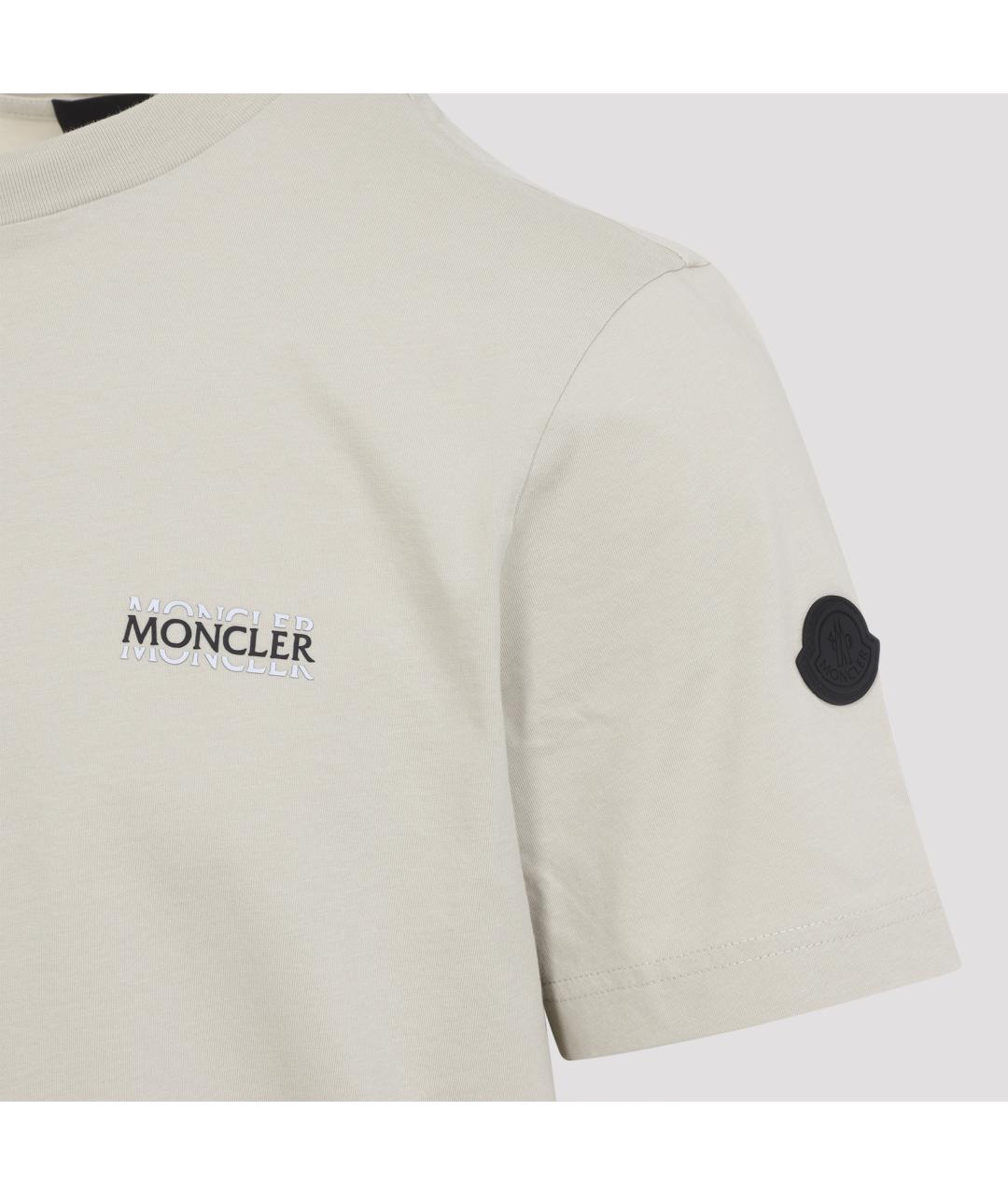 MONCLER Бежевая хлопковая футболка, фото 3