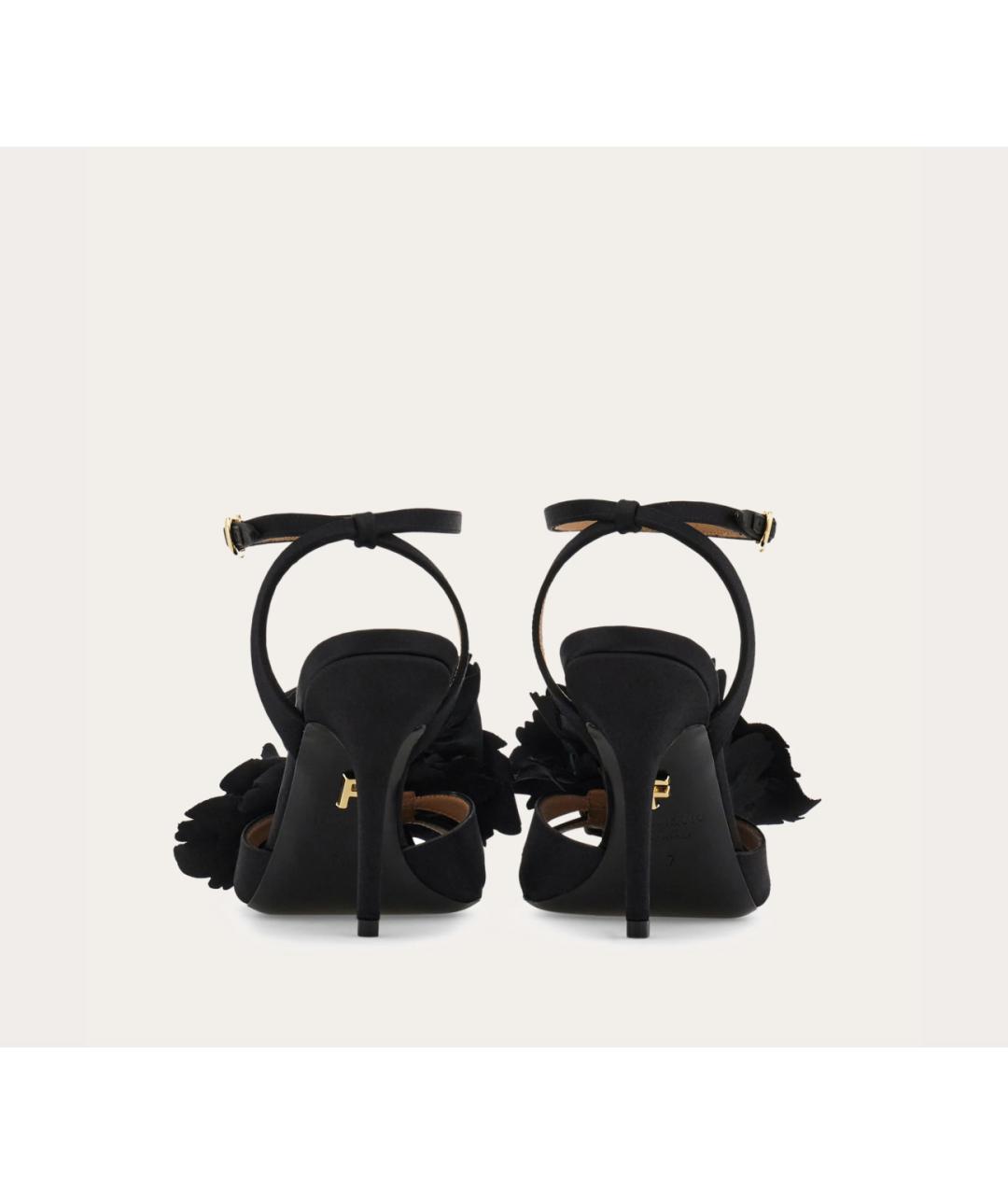 FERRAGAMO Черные текстильные босоножки, фото 4