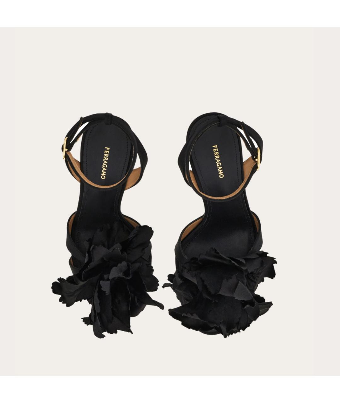 FERRAGAMO Черные текстильные босоножки, фото 3