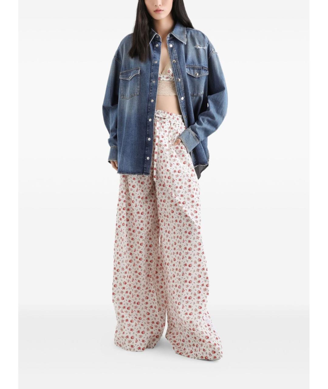 DOLCE&GABBANA Мульти хлопковые брюки широкие, фото 3