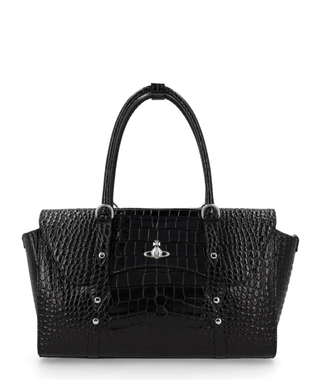 VIVIENNE WESTWOOD Черная кожаная сумка тоут, фото 1