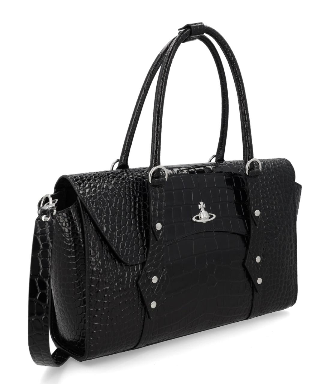 VIVIENNE WESTWOOD Черная кожаная сумка тоут, фото 2