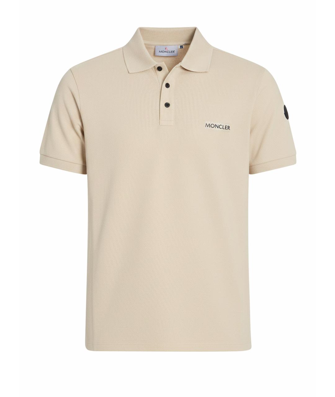 MONCLER Бежевое хлопковое поло с коротким рукавом, фото 1