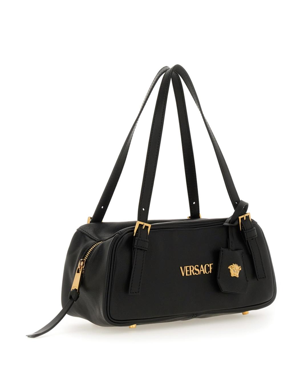 VERSACE Черная синтетическая сумка с короткими ручками, фото 2