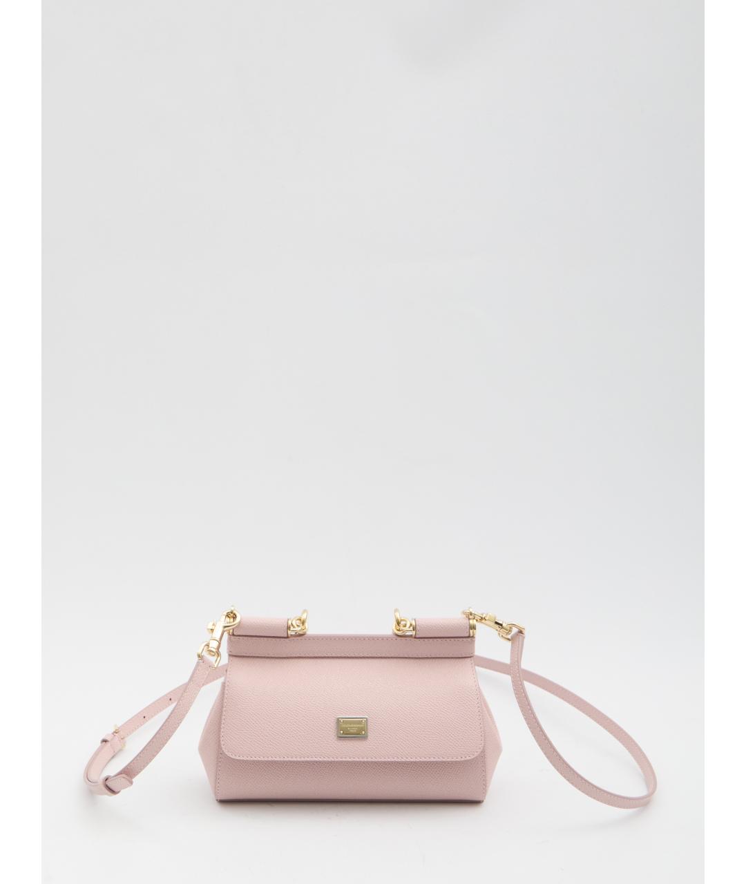 DOLCE&GABBANA Розовая кожаная сумка через плечо, фото 6