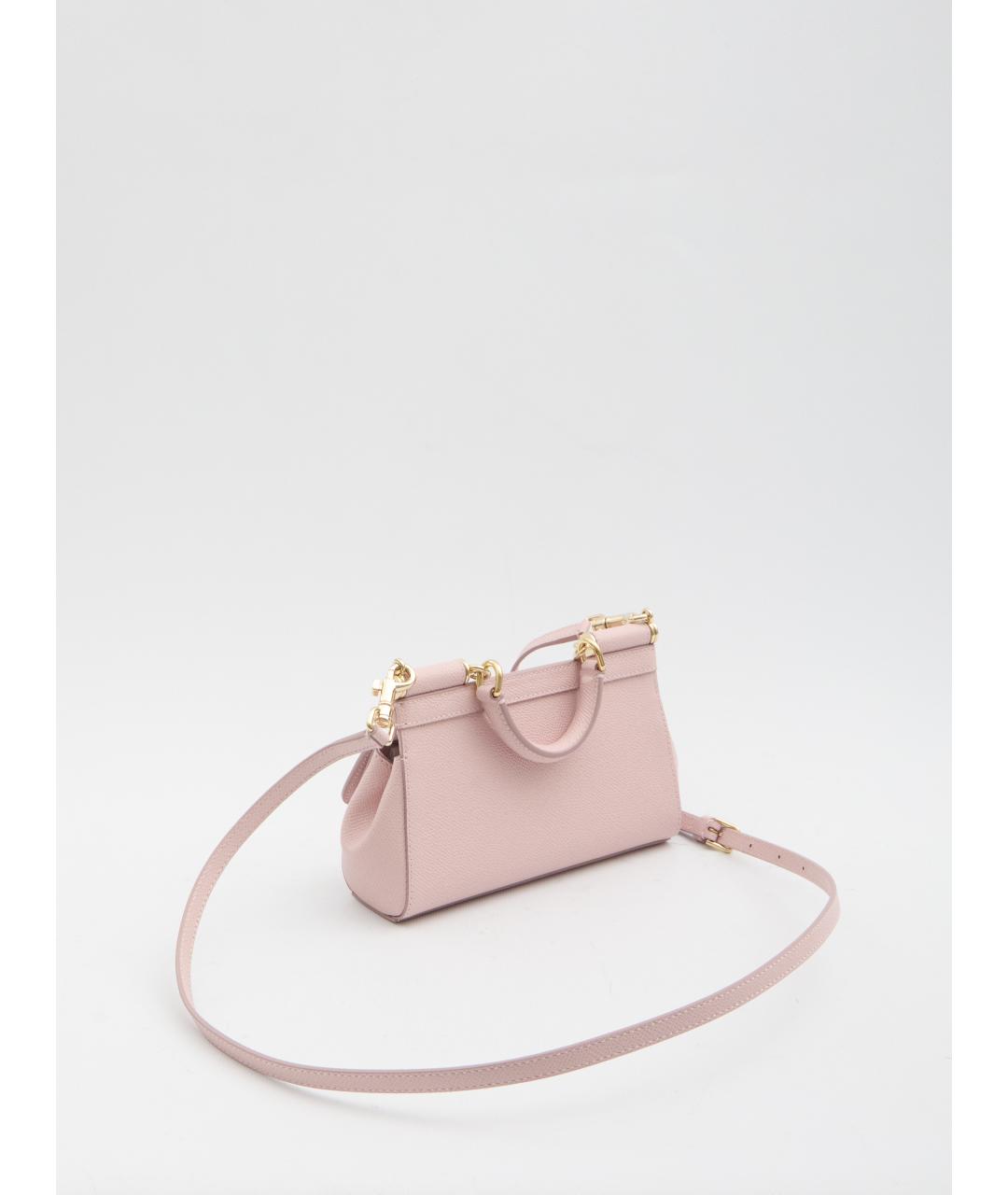 DOLCE&GABBANA Розовая кожаная сумка через плечо, фото 2