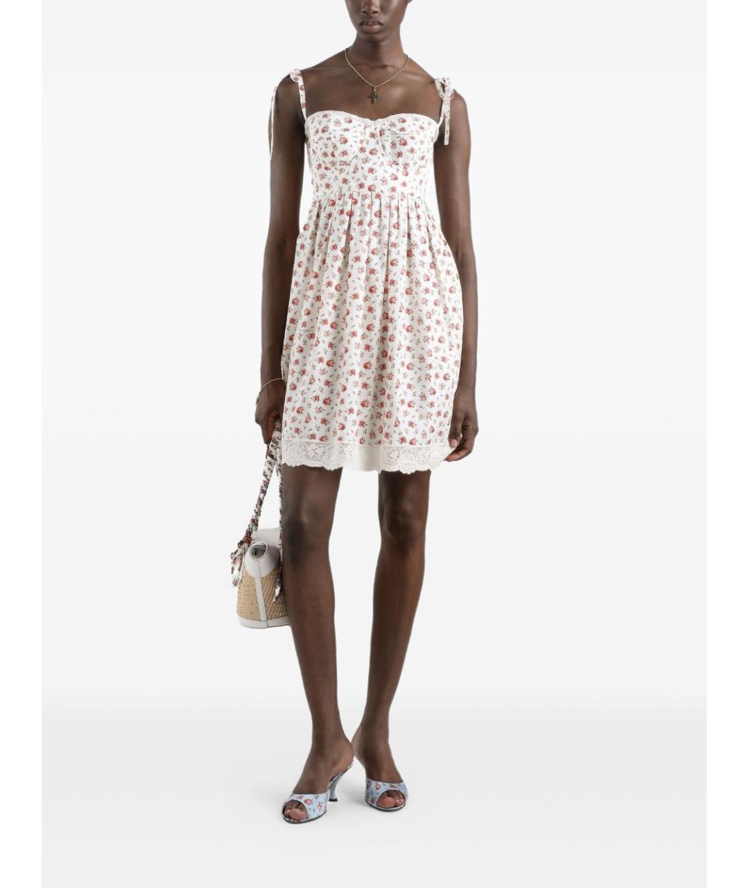 DOLCE&GABBANA Белое хлопковое повседневное платье, фото 4