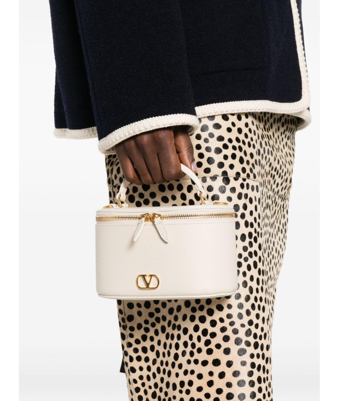 VALENTINO Белая кожаная сумка с короткими ручками, фото 3