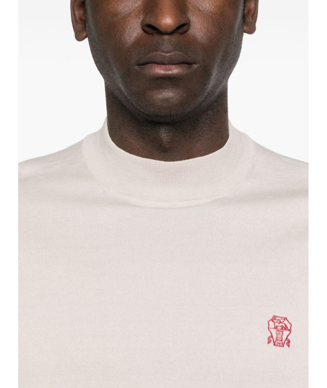 BRUNELLO CUCINELLI Бежевый хлопковый джемпер / свитер, фото 3