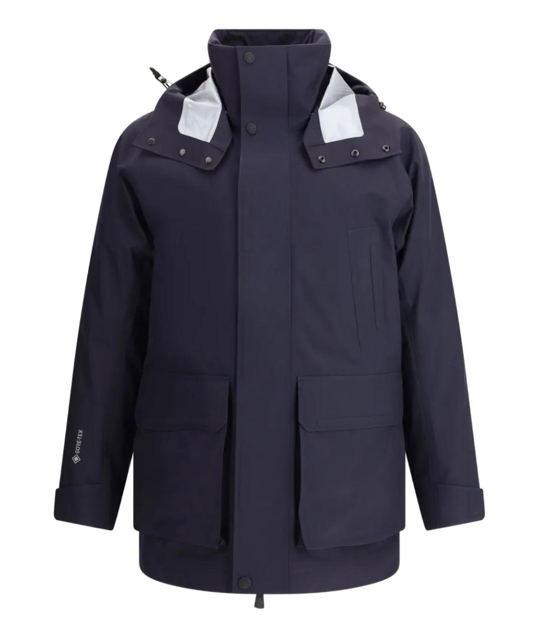 MONCLER Темно-синяя полиэстеровая куртка, фото 1