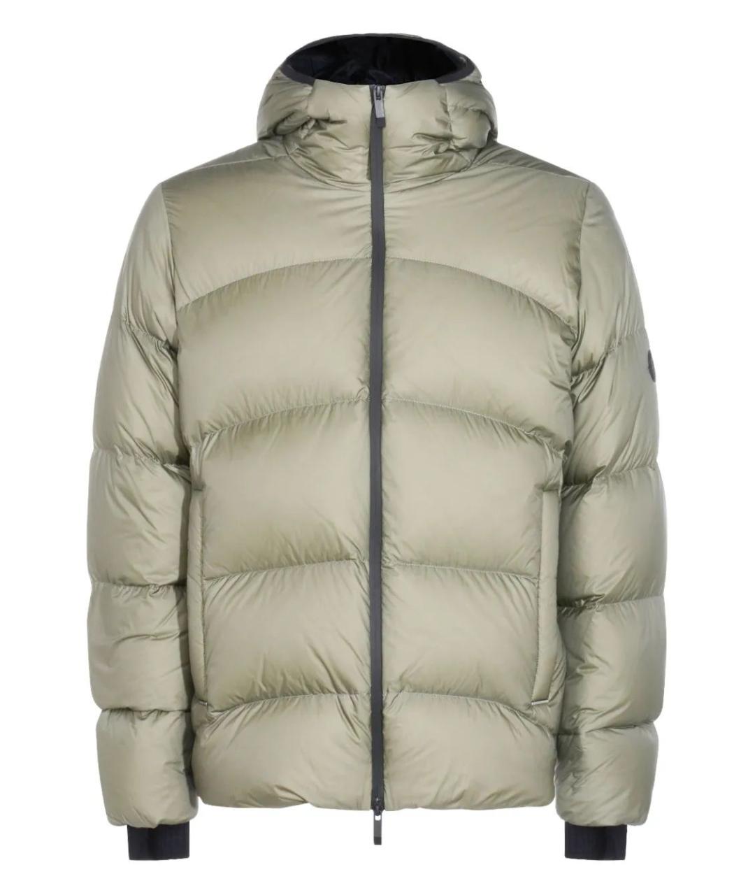 MONCLER Зеленый полиамидовый пуховик, фото 1