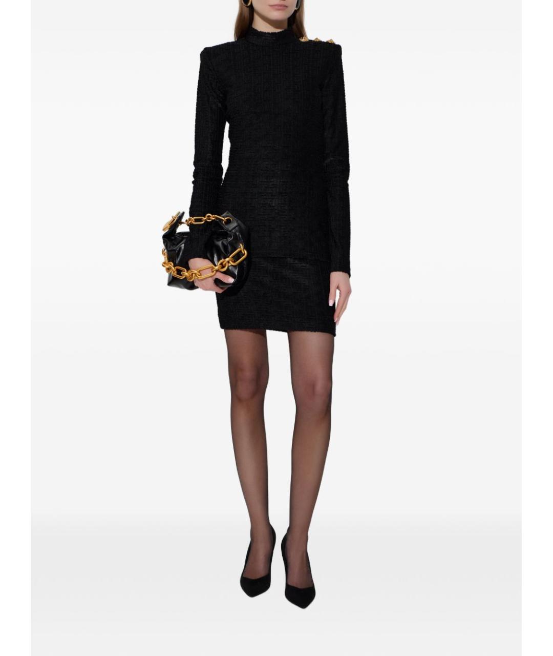 BALMAIN Черная полиэстеровая юбка миди, фото 2