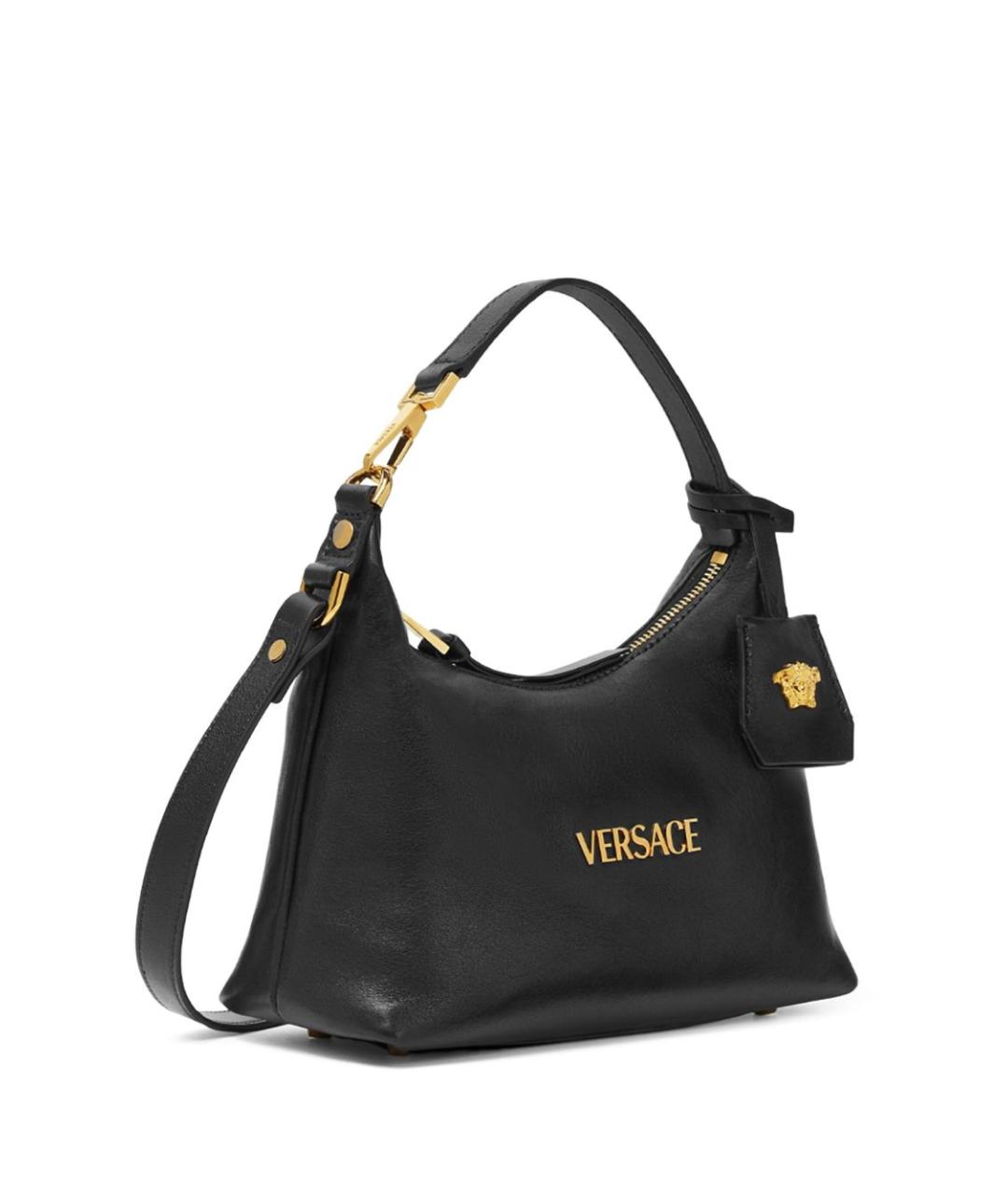 VERSACE Черная синтетическая сумка через плечо, фото 5