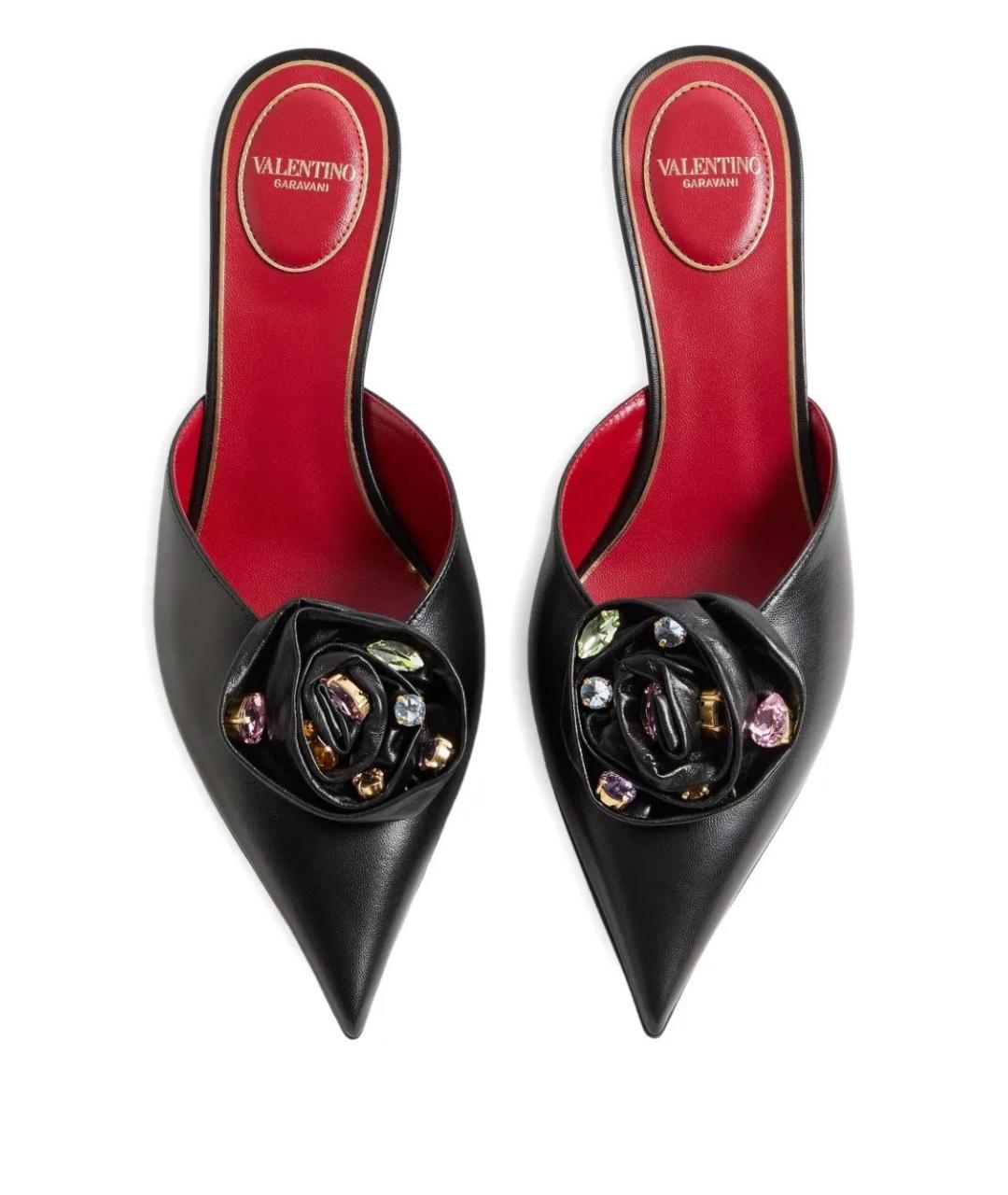 VALENTINO Черные кожаные мюли, фото 4