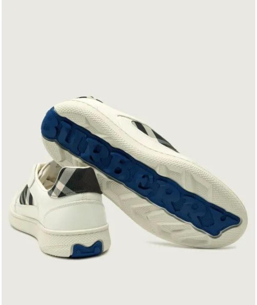 BURBERRY Белые кожаные низкие кроссовки / кеды, фото 5