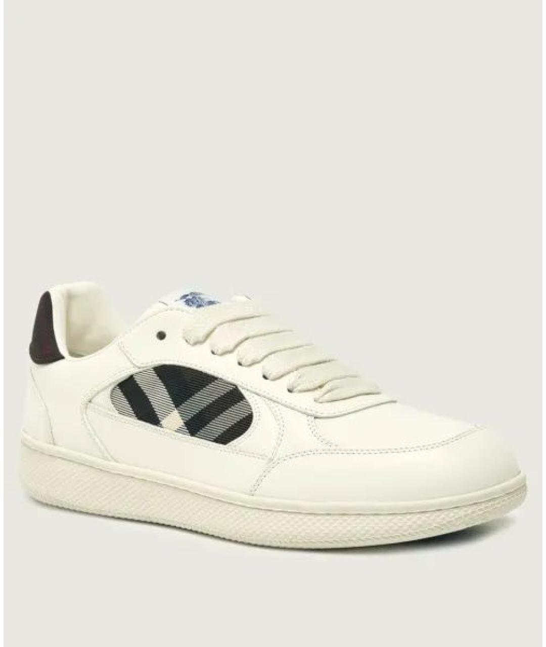 BURBERRY Белые кожаные низкие кроссовки / кеды, фото 2