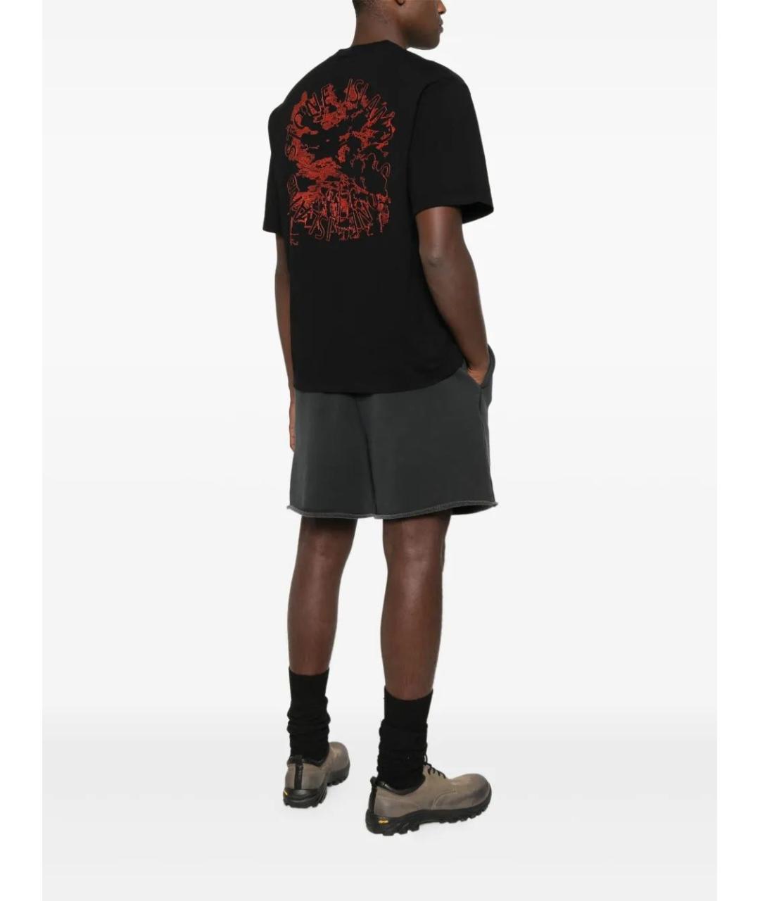 STONE ISLAND Черная хлопко-полиэстеровая футболка, фото 2