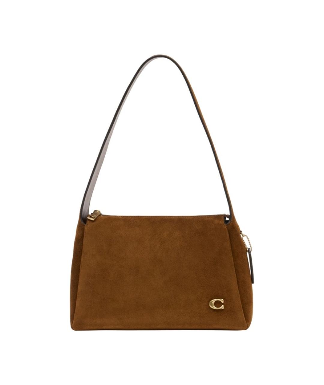 COACH Коричневая кожаная сумка через плечо, фото 1