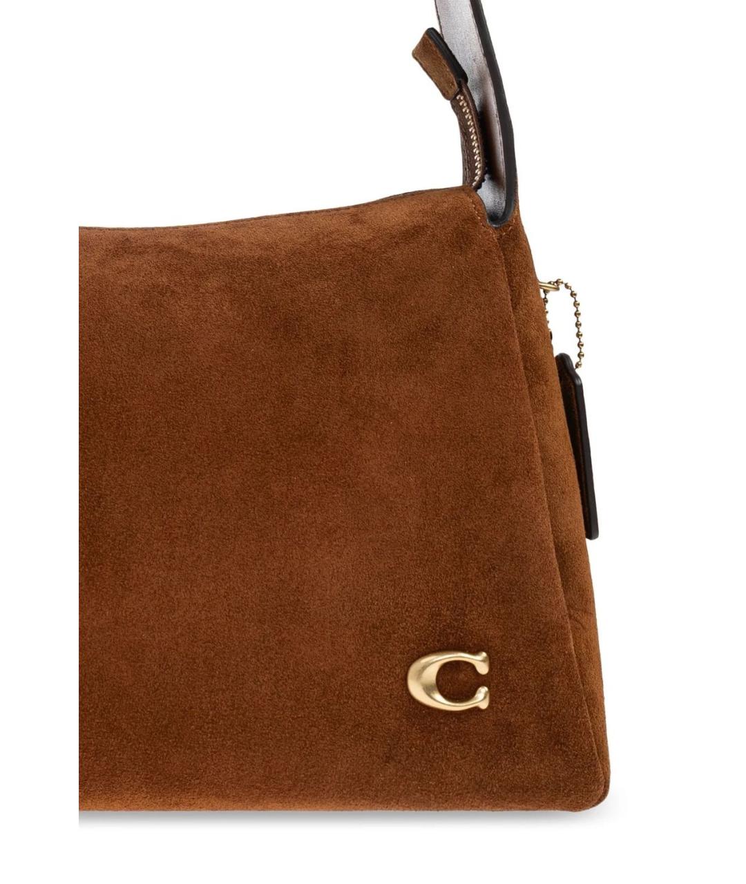 COACH Коричневая кожаная сумка через плечо, фото 5