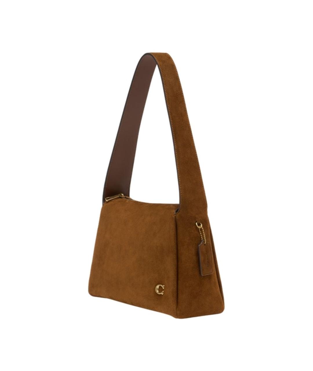 COACH Коричневая кожаная сумка через плечо, фото 2