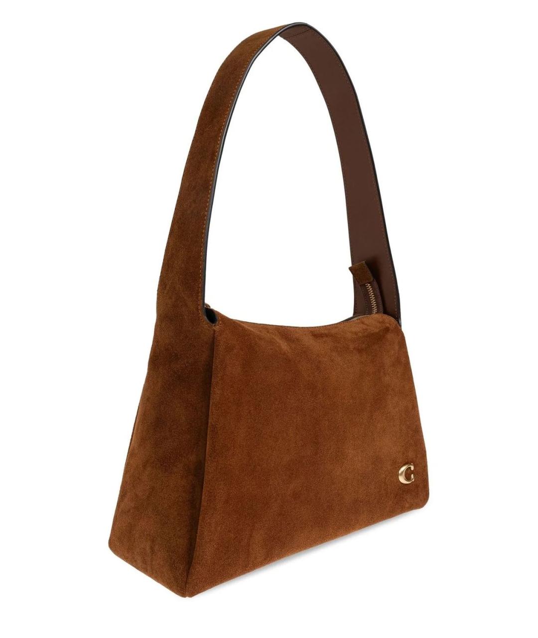 COACH Коричневая кожаная сумка через плечо, фото 3