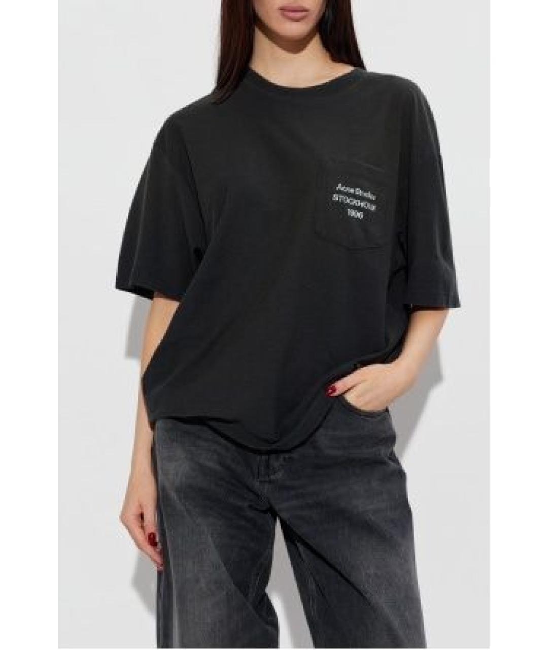 ACNE STUDIOS Черная хлопковая футболка, фото 2