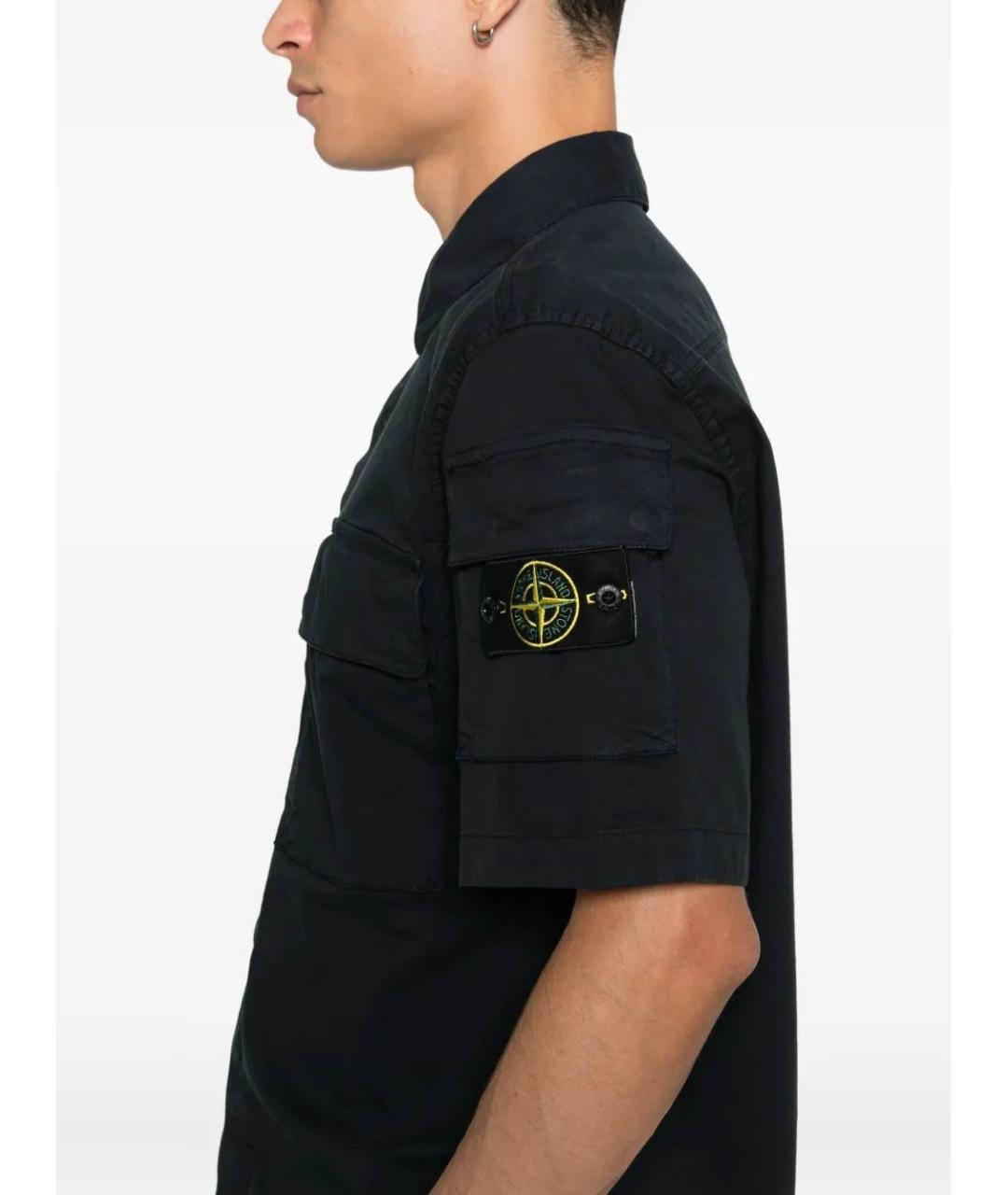 STONE ISLAND Темно-синяя хлопковая кэжуал рубашка, фото 5