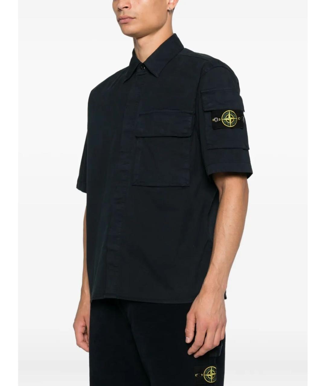 STONE ISLAND Темно-синяя хлопковая кэжуал рубашка, фото 3