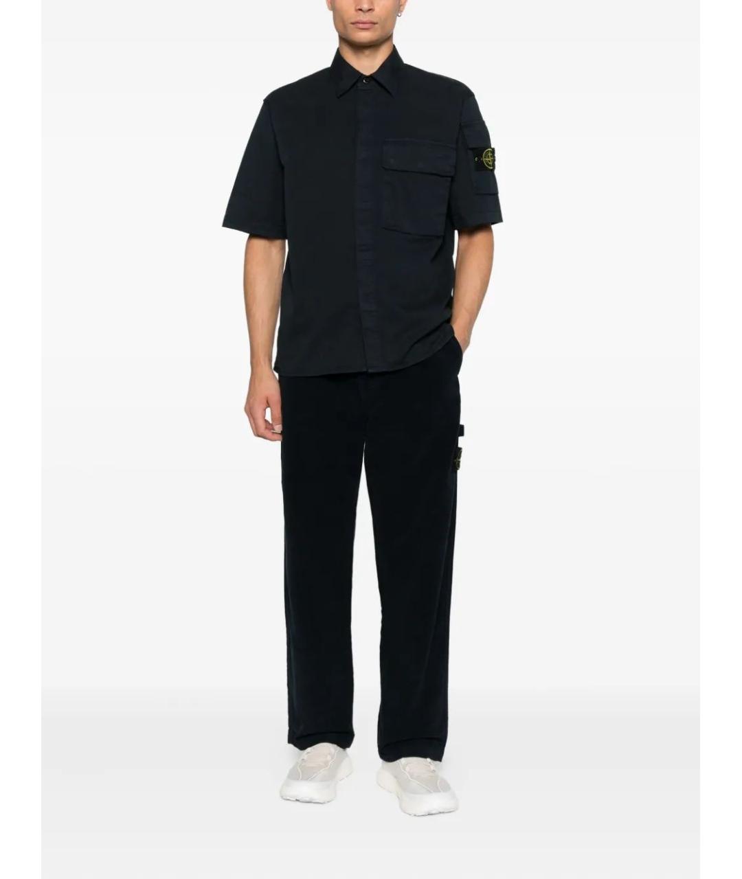 STONE ISLAND Темно-синяя хлопковая кэжуал рубашка, фото 2