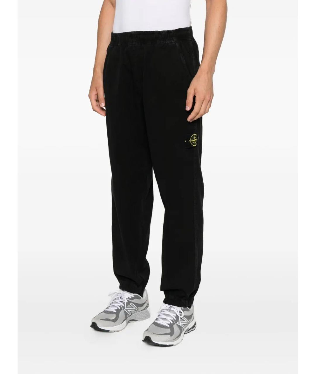 STONE ISLAND Черные хлопковые повседневные брюки, фото 2