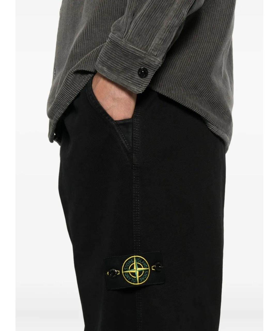 STONE ISLAND Черные хлопковые повседневные брюки, фото 4