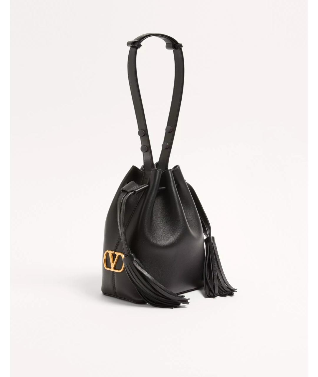 VALENTINO Черная кожаная сумка тоут, фото 4