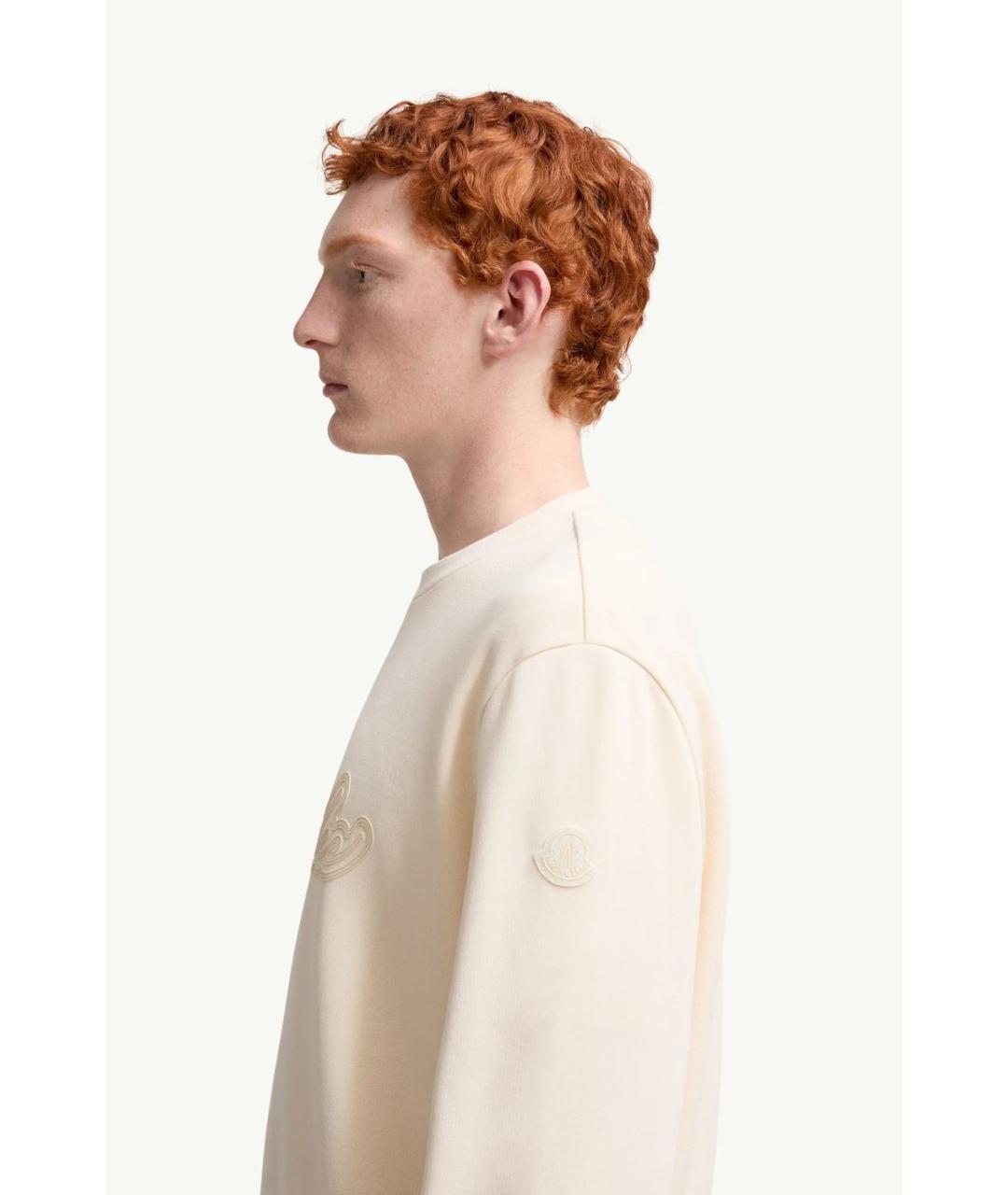 MONCLER Бежевый хлопковый джемпер / свитер, фото 4