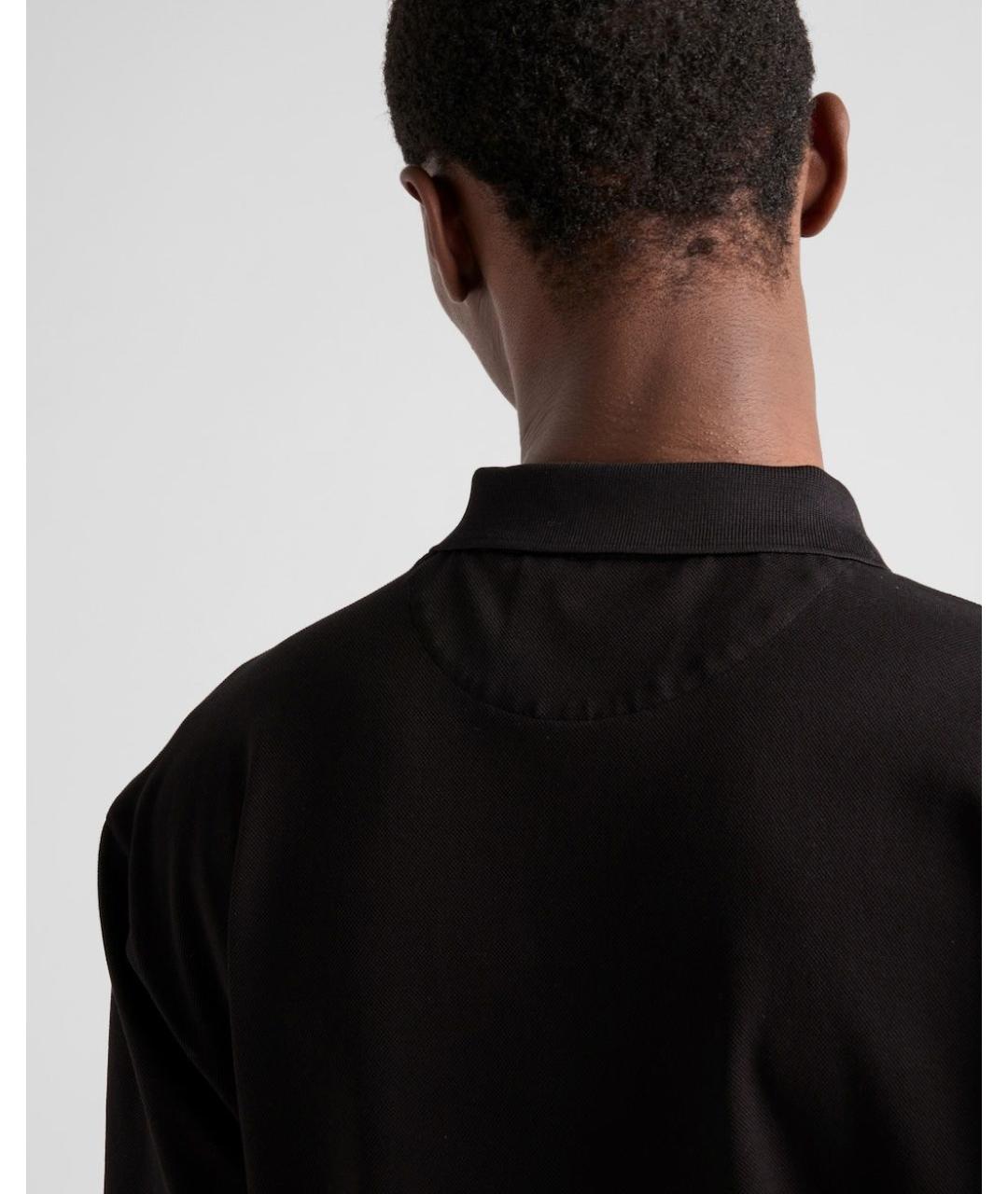PRADA Черное хлопковое поло с коротким рукавом, фото 4