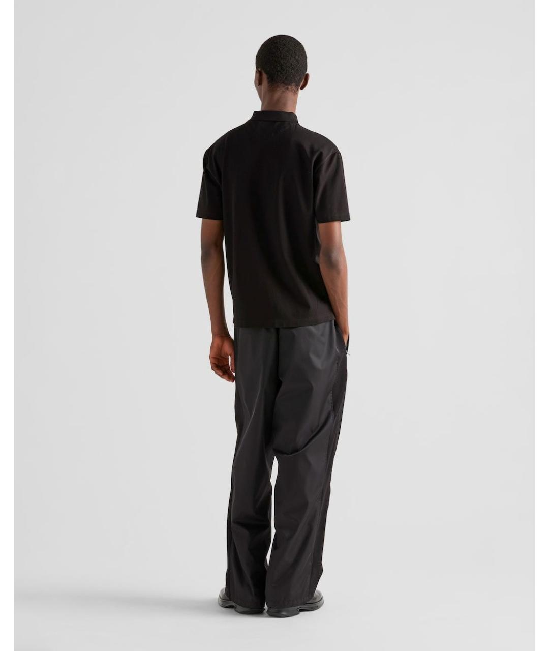 PRADA Черное хлопковое поло с коротким рукавом, фото 5