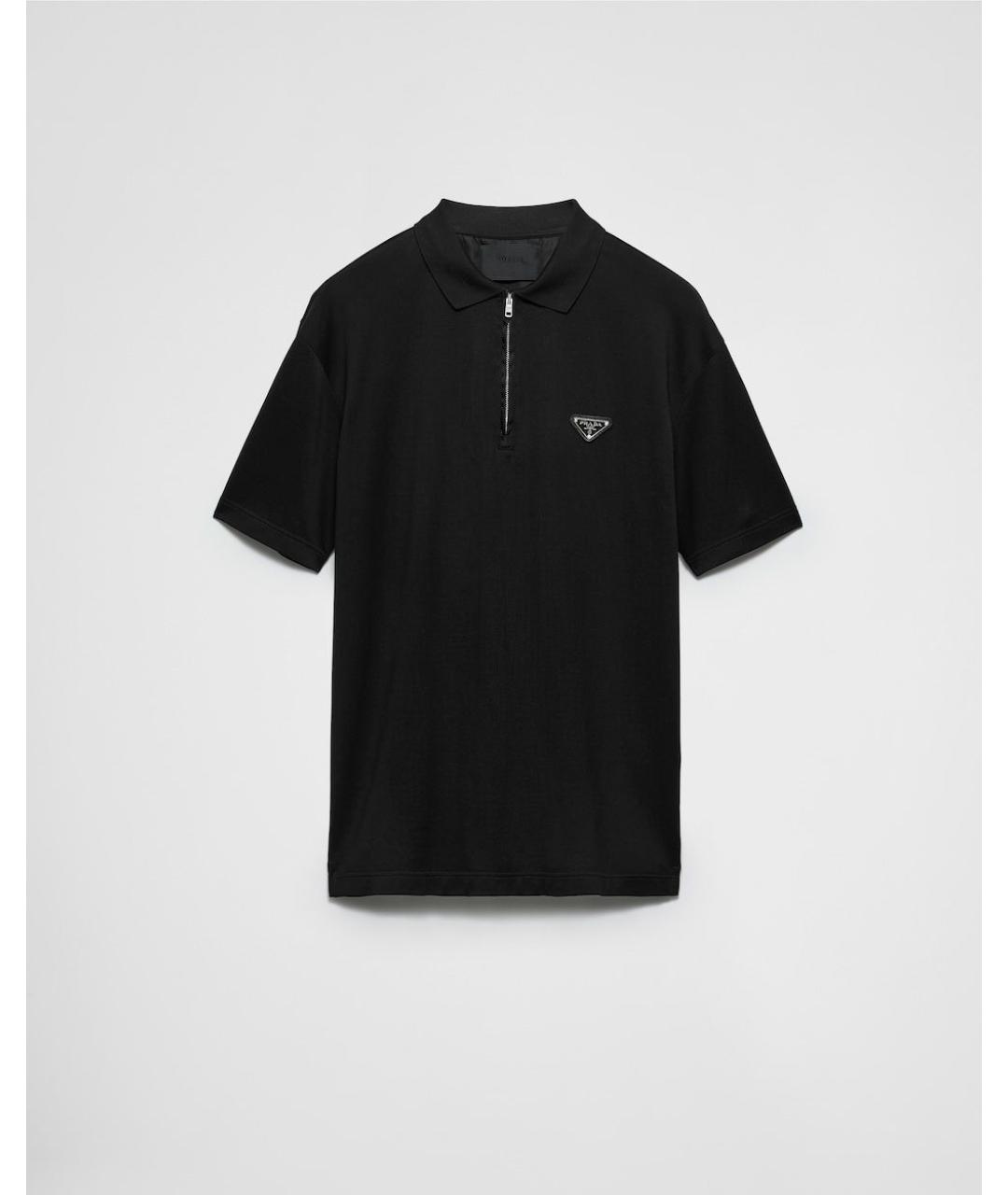 PRADA Черное хлопковое поло с коротким рукавом, фото 6