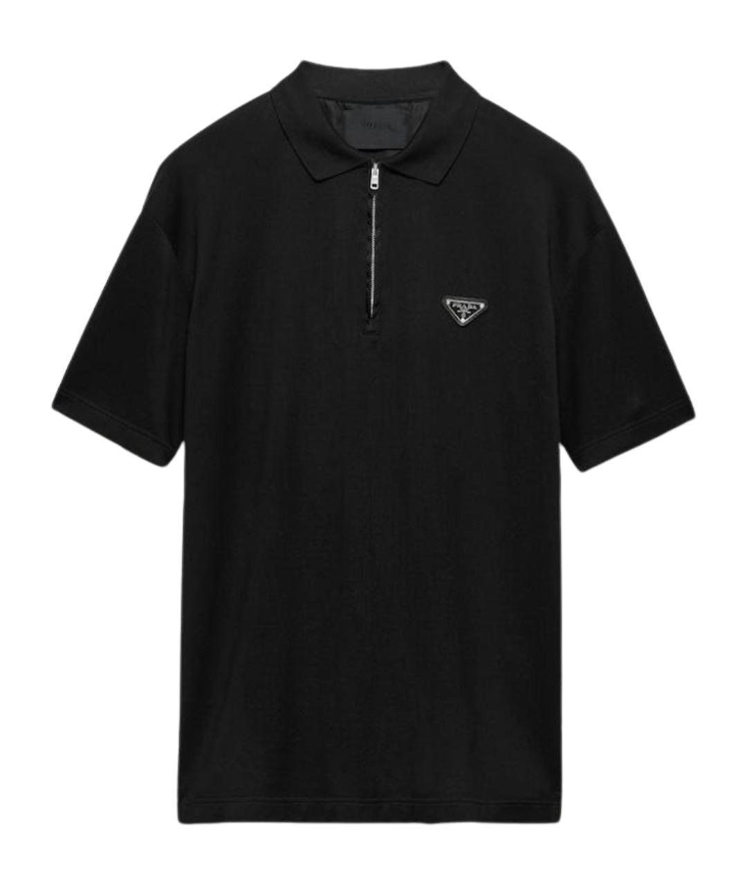 PRADA Черное хлопковое поло с коротким рукавом, фото 1