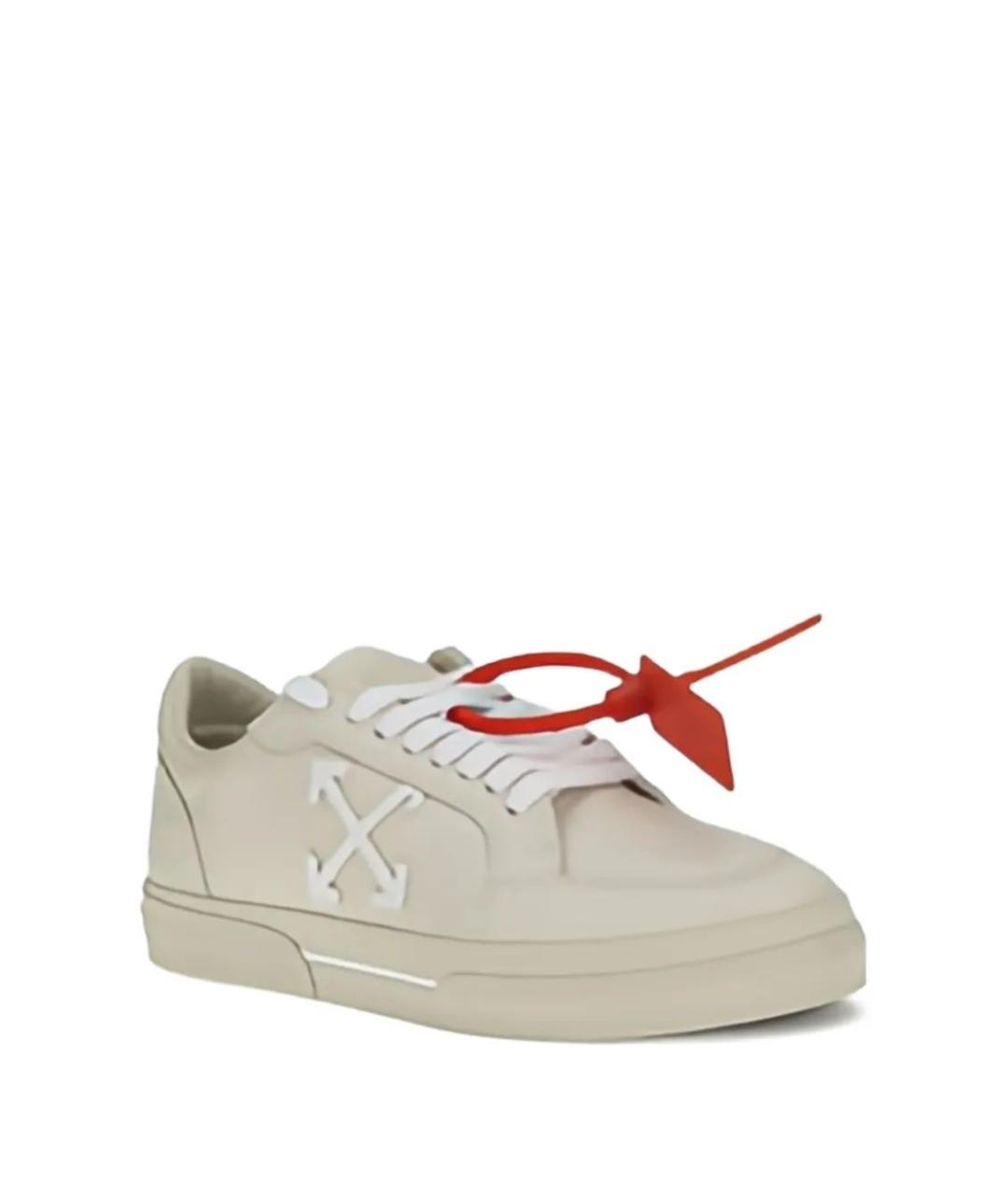 OFF-WHITE Бежевые кожаные низкие кроссовки / кеды, фото 2