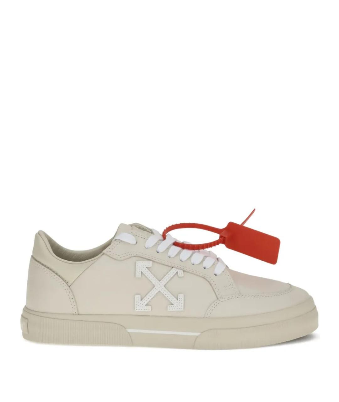 OFF-WHITE Бежевые кожаные низкие кроссовки / кеды, фото 1